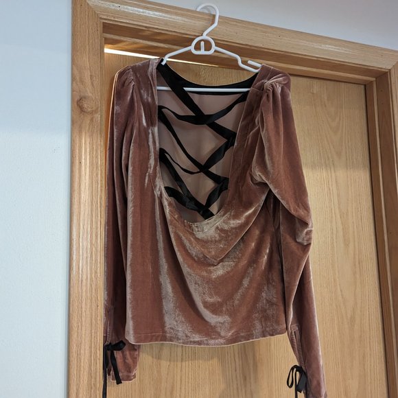 Anthropologie Open-Back Velvet Top, XL - Picture 3 of 4